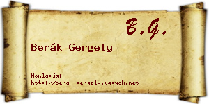 Berák Gergely névjegykártya